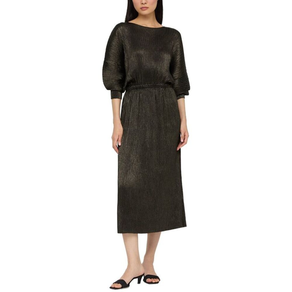 Lafayette 148 New York Womens Long Sleeve Gathered Waist Dress
